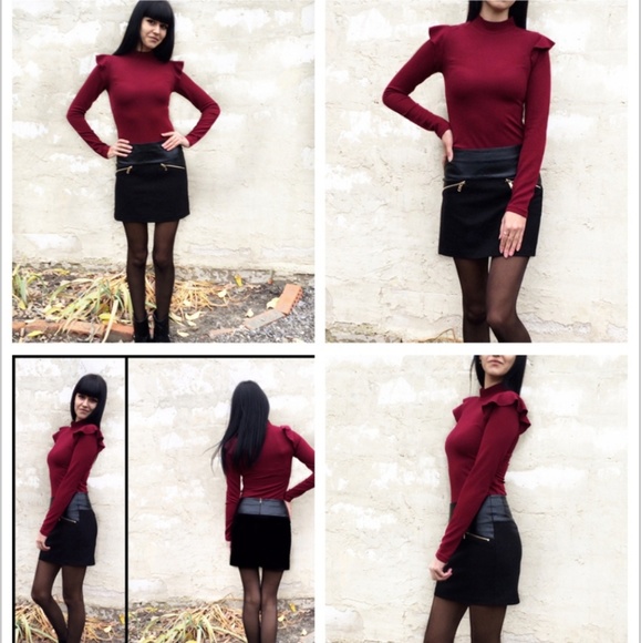 LAST S!!! Mock neck ruffle sleeves bodysuit. - Picture 7 of 8